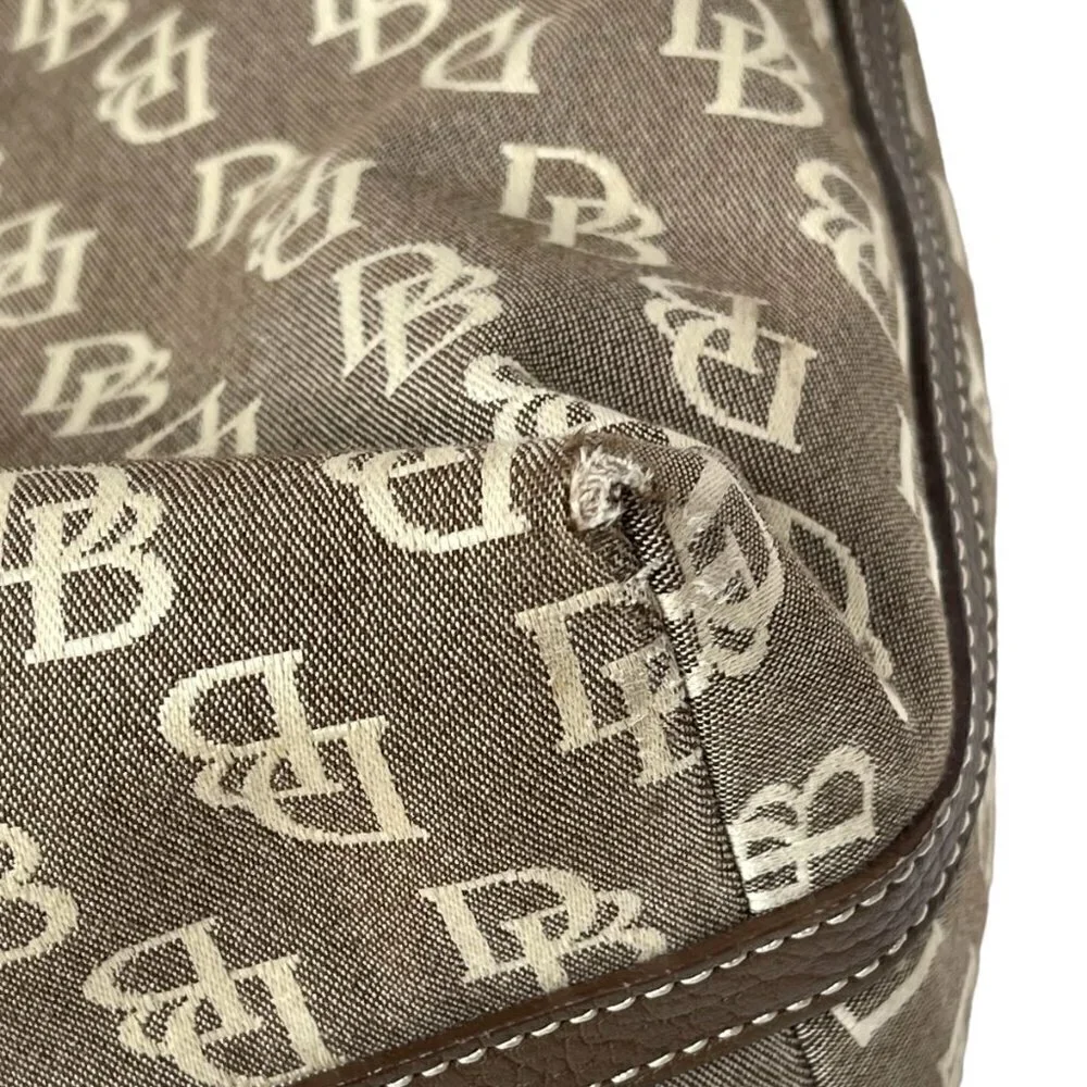 Dooney & Bourke Purse Monogram Canvas Vintage Shoulder Bag Satchel Brown Y2K